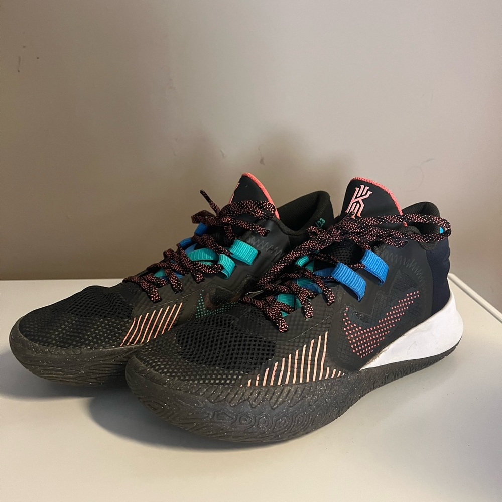 nike	Kyrie 11's, mens 9 WORN black, blue, orange, and green